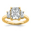 Radiant Lab-Grown Diamond Three-Stone Engagement Ring in 14K Yellow Gold (3 1/3 ct. tw.), Size 7 - Sophia Jewelers