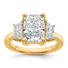 14k 4 carat Certified Lab Grown Diamond VS+ F+ Radiant and Trapezoid Complete Three Stone Engagement Ring