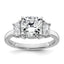 Half Moon Three Stone Engagement Ring in 14K White Gold (3 1/8 ct. tw.), Size 7 - Sophia Jewelers