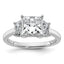 Trapezoid Three Stone Engagement Ring in 14K White Gold (2 3/4 ct. tw.), Size 7 - Sophia Jewelers