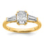 14k 1 1/2 carat Certified Lab Grown Diamond VS+ F+ Radiant with Tapered Baguette Sides Complete Engagement Ring