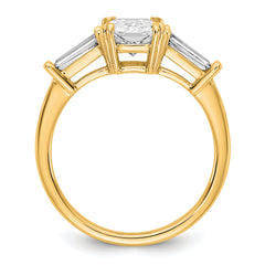 14k 2 carat Certified Lab Grown Diamond VS+ F+ Radiant with Tapered Baguette Sides Complete Engagement Ring