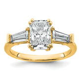 14k 2 carat Certified Lab Grown Diamond VS+ F+ Radiant with Tapered Baguette Sides Complete Engagement Ring