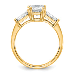 14k 2 5/8 carat Certified Lab Grown Diamond VS+ F+ Radiant with Tapered Baguette Sides Complete Engagement Ring