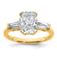 Radiant Lab-Grown Diamond Baguette Engagement Ring in 14K Yellow Gold (2 5/8 ct. tw.), Size 7 - Sophia Jewelers
