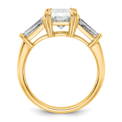 14k 3 1/5 carat Certified Lab Grown Diamond VS+ F+ Radiant with Tapered Baguette Sides Complete Engagement Ring