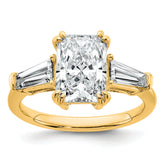 14k 3 1/5 carat Certified Lab Grown Diamond VS+ F+ Radiant with Tapered Baguette Sides Complete Engagement Ring