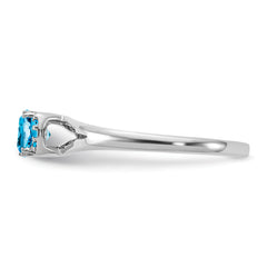 14K White Gold Polished Diamond and Blue Topaz Fashion Ring