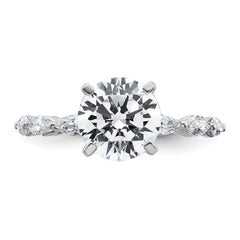 True Origin 14k White Gold 5/8 carat Lab Grown Diamond VS+ F+ Round Semi Mount Engagement Ring