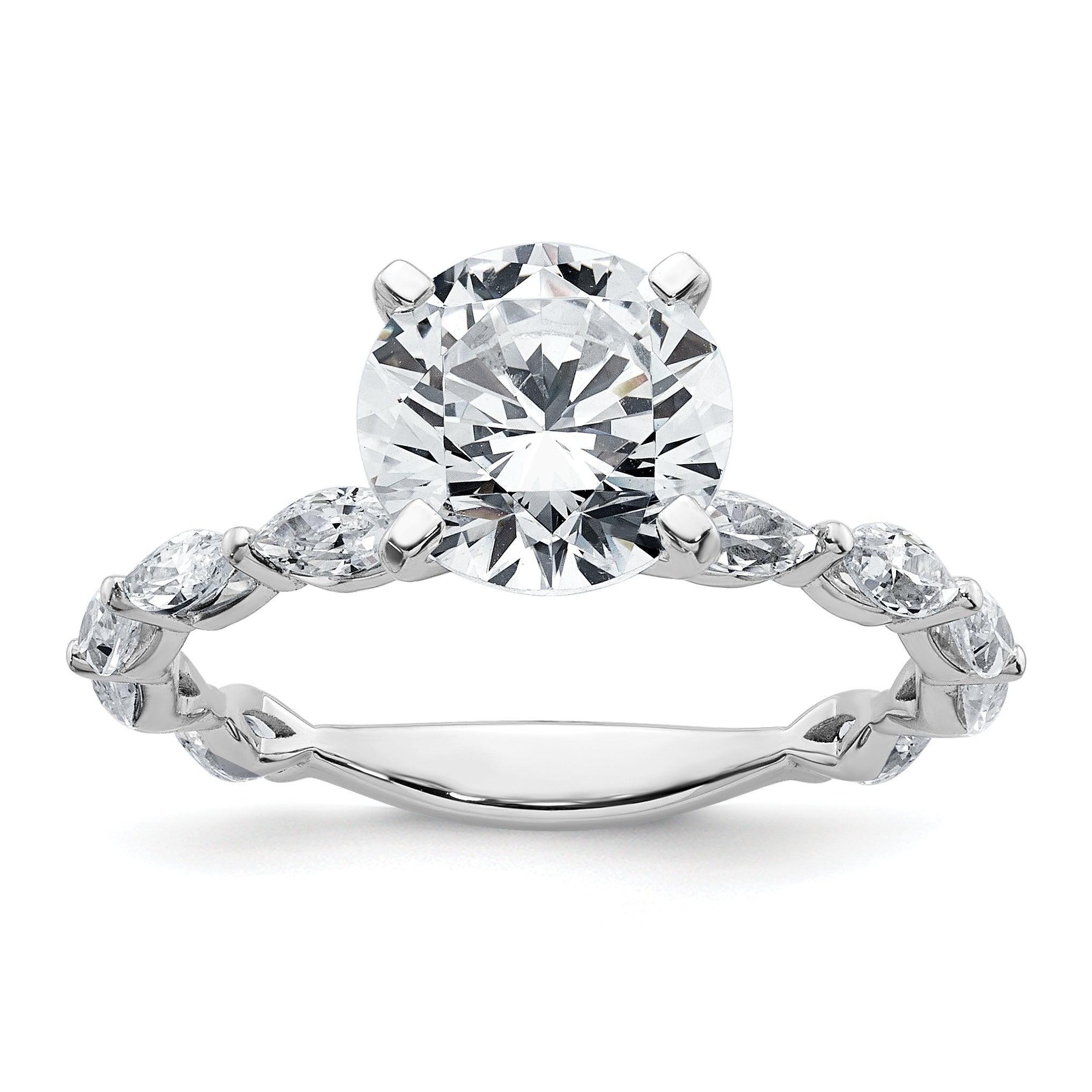 True Origin 14k White Gold 5/8 carat Lab Grown Diamond VS+ F+ Round Semi Mount Engagement Ring