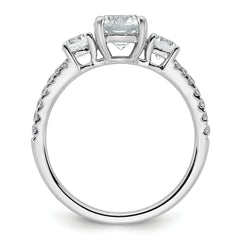 True Origin 14k White Gold 5/8 carat Lab Grown Diamond VS+ F+ 1 carat Center Round Semi Mount Three Stone Engagement Ring