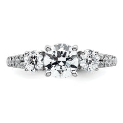 True Origin 14k White Gold 5/8 carat Lab Grown Diamond VS+ F+ 1 carat Center Round Semi Mount Three Stone Engagement Ring