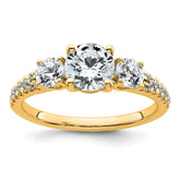 True Origin 14k 5/8 carat Lab Grown Diamond VS+ F+ 1 carat Center Round Semi Mount Three Stone Engagement Ring