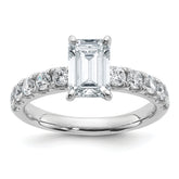 14k White Gold Certified 2 1/5 carat Lab Grown Diamond VS+ F+ Emerald Complete Engagement Ring