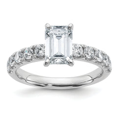 14k White Gold Certified 2 1/5 carat Lab Grown Diamond VS+ F+ Emerald Complete Engagement Ring