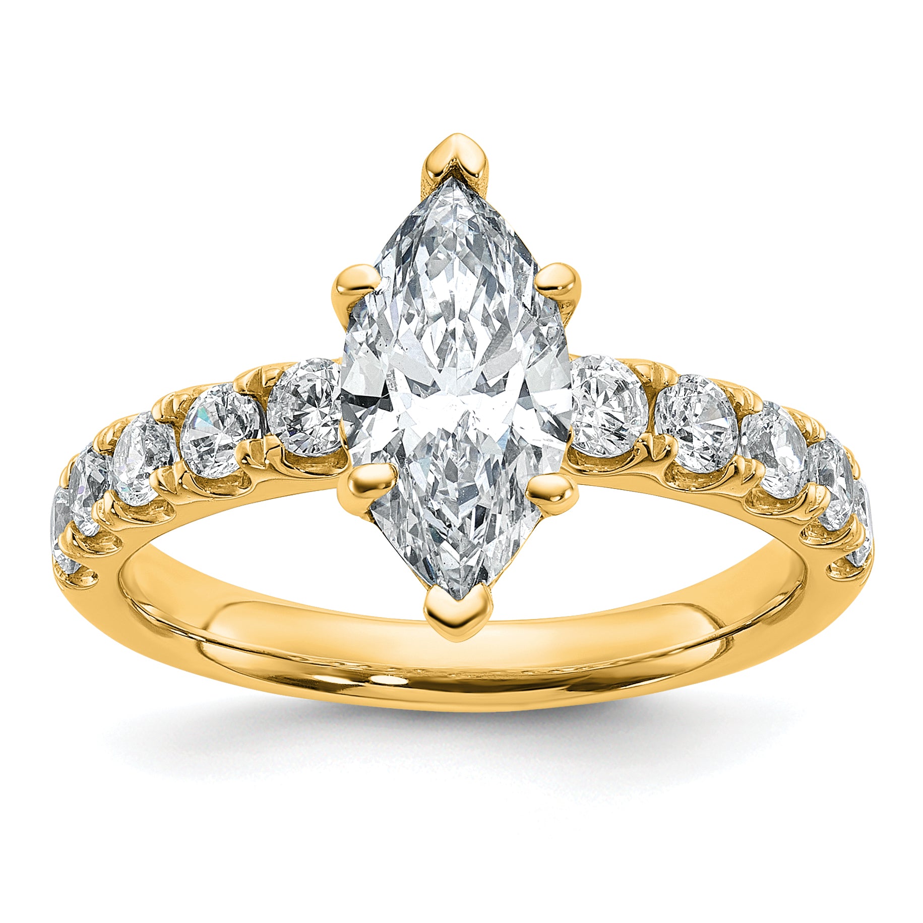 14k White Gold Certified 2 1/5 carat Lab Grown Diamond VS+ F+ Marquise Complete Engagement Ring