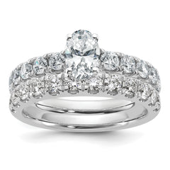 14k White Gold Certified 1 3/4 carat Lab Grown Diamond VS+ F+ Oval Complete Engagement Ring