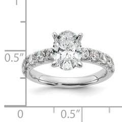 14k White Gold Certified 2 1/4 carat Lab Grown Diamond VS+ F+ Oval Complete Engagement Ring