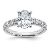 14k White Gold Certified 2 1/4 carat Lab Grown Diamond VS+ F+ Oval Complete Engagement Ring