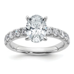 14k White Gold Certified 2 1/4 carat Lab Grown Diamond VS+ F+ Oval Complete Engagement Ring