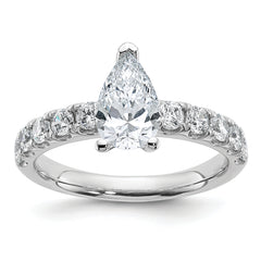 14k White Gold 1 3/4 carat Certified Lab Grown Diamond VS+ F+ Pear Complete Engagement Ring
