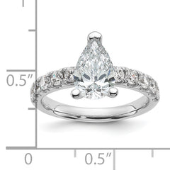 14k White Gold 2 1/5 carat Certified Lab Grown Diamond VS+ F+ Pear Complete Engagement Ring