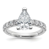 14k White Gold 2 1/5 carat Certified Lab Grown Diamond VS+ F+ Pear Complete Engagement Ring