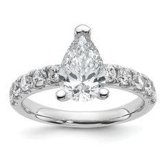 14k White Gold 2 1/5 carat Certified Lab Grown Diamond VS+ F+ Pear Complete Engagement Ring
