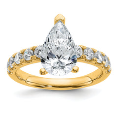 14k 3 3/4 carat Certified Lab Grown Diamond VS+ F+ Pear Complete Engagement Ring