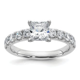 14k White Gold Certified 1 3/4 carat Lab Grown Diamond VS+ F+ Princess Complete Engagement Ring