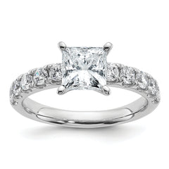 14k White Gold Certified 2 1/5 carat Lab Grown Diamond VS+ F+ Princess Complete Engagement Ring