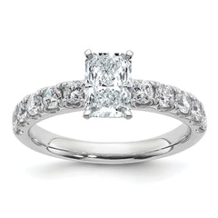 14k White Gold 1 3/4 carat Certified Lab Grown Diamond VS+ F+ Radiant Complete Engagement Ring