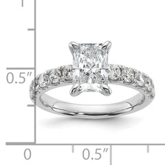 14k White Gold 2 1/5 carat Certified Lab Grown Diamond VS+ F+ Radiant Complete Engagement Ring