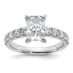 14k White Gold 2 1/5 carat Certified Lab Grown Diamond VS+ F+ Radiant Complete Engagement Ring
