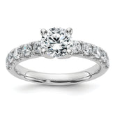 14k White Gold Certified 1 5/8 carat Lab Grown Diamond VS+ F+ Round Complete Engagement Ring
