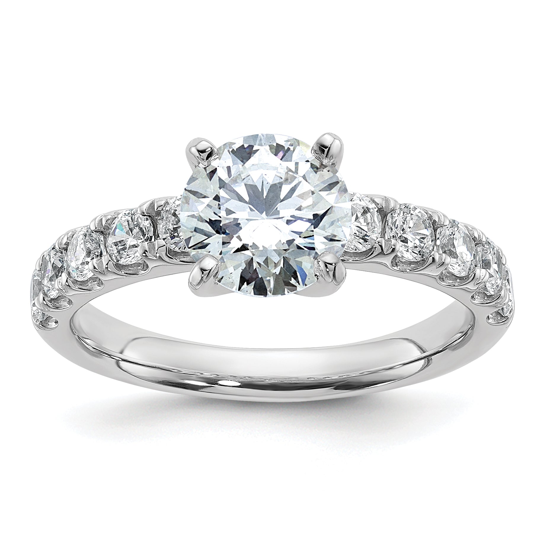 14k White Gold Certified 2 1/5 carat Lab Grown Diamond VS+ F+ Round Complete Engagement Ring