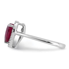 14k White Gold 1/6 carat Lab Grown Diamond VS+ F+ and Natural Ruby Heart Ring