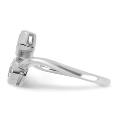 14k White Gold 1 carat Lab Grown Diamond VS+ F+ Complete Two Stone Bezel Set Fashion Ring