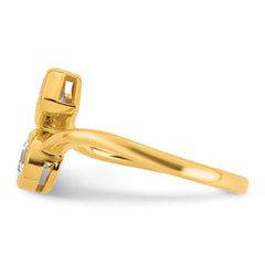 14k 1 carat Lab Grown Diamond VS+ F+ Complete Two Stone Bezel Set Fashion Ring