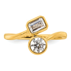 14k 1 carat Lab Grown Diamond VS+ F+ Complete Two Stone Bezel Set Fashion Ring