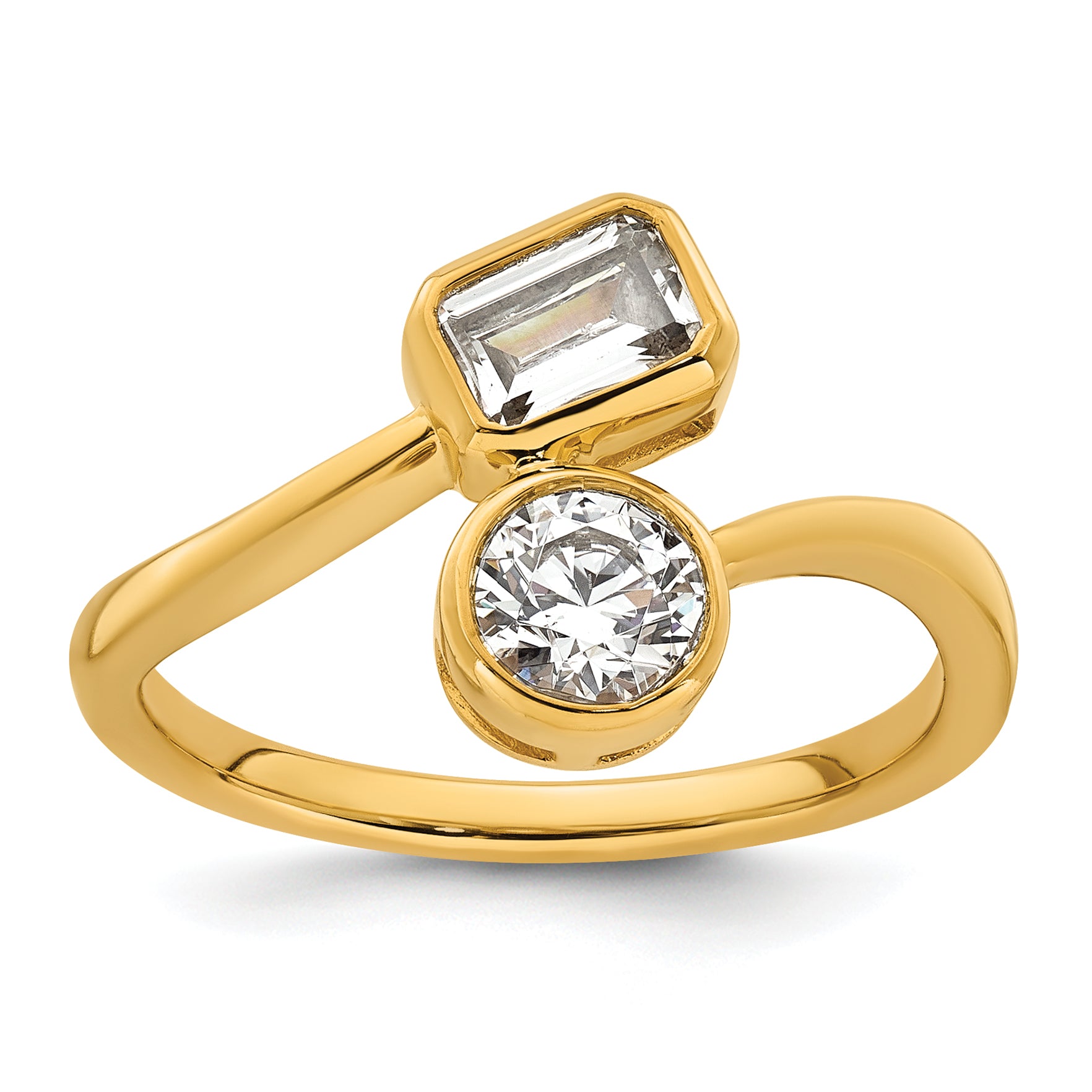 14k 1 carat Lab Grown Diamond VS+ F+ Complete Two Stone Bezel Set Fashion Ring