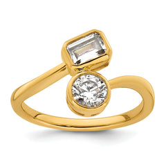 14k 1 carat Lab Grown Diamond VS+ F+ Complete Two Stone Bezel Set Fashion Ring