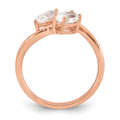 14k Rose Gold 1 carat Lab Grown Diamond VS+ F+ Complete Two Stone Fashion Ring