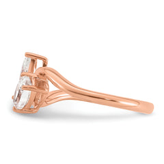 14k Rose Gold 1 carat Lab Grown Diamond VS+ F+ Complete Two Stone Fashion Ring