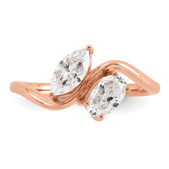 14k Rose Gold 1 carat Lab Grown Diamond VS+ F+ Complete Two Stone Fashion Ring