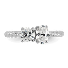 14k White Gold 1 carat Lab Grown Diamond VS+ F+ Complete Two Stone Fashion Ring