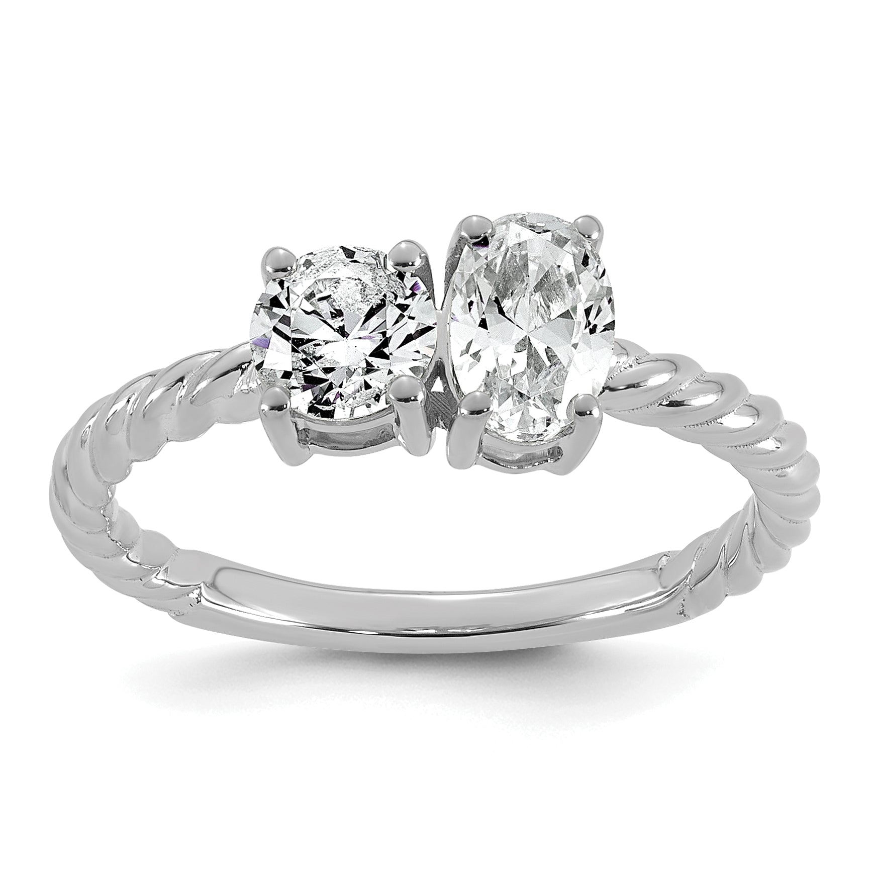 14k White Gold 1 carat Lab Grown Diamond VS+ F+ Complete Two Stone Fashion Ring