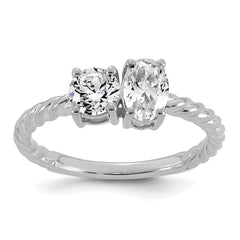 14k White Gold 1 carat Lab Grown Diamond VS+ F+ Complete Two Stone Fashion Ring