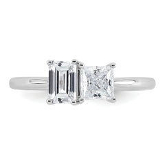 14k White Gold 1 carat Lab Grown Diamond VS+ F+ Complete Two Stone Fashion Ring