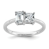14k White Gold 1 carat Lab Grown Diamond VS+ F+ Complete Two Stone Fashion Ring